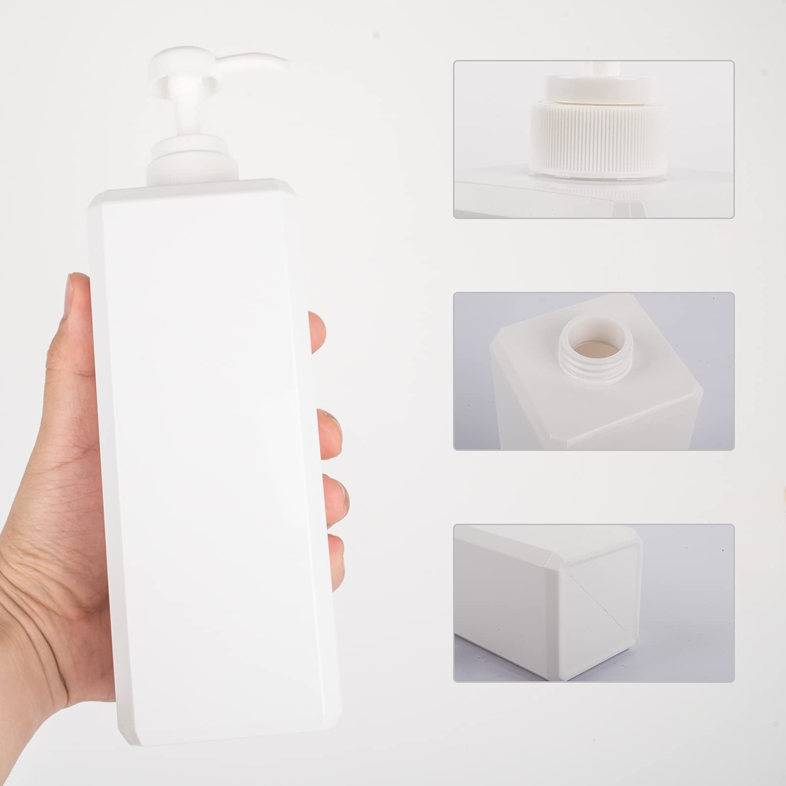 Pump Bottle, Refillable Plastic Empty Lotion Soap Dispenser Liquid Container For Bathroom Shampoo And Body Wash, 32Oz/1L White 2